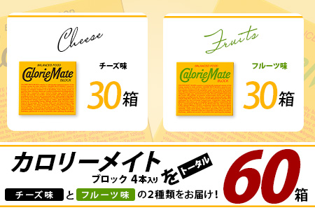 【大塚製薬】カロリーメイトブロック4本入り チーズ味30箱＋メープル味30箱［徳島 那賀 カロリーメイト チーズ メープル ビタミン ミネラル たんぱく質 脂質 糖質 5大栄養素 バランス栄養食 栄養補給 仕事 勉強 スポーツ 防災 災害 地震 非常食 常備食 備蓄 受験 受験応援 新生活 大塚製薬］【MS-4-4】 チーズ味30箱＋メープル味30箱