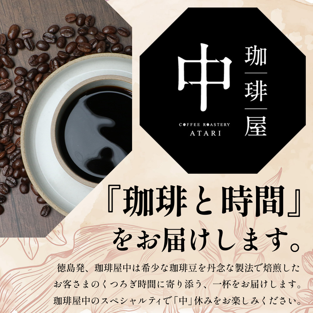 【定期便12回】【粉タイプ】珈琲屋 中-ATARI- SOFT (中煎り) -High roast- 100g×3袋×12回【徳島県 那賀町 自家焙煎 コーヒー 珈琲 ブレンド コーヒー粉 珈琲粉 粉 スペシャリティコーヒー レギュラーコーヒー 中煎り ハイロースト 詰め合わせ ギフト プレゼント お取り寄せ】CO-16 粉タイプ