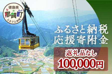 【返礼品なしの寄附】徳島県那賀町 1口：100,000円 ［徳島県 徳島 那賀町 那賀 寄附 おうえん 応援 しえん 支援 応援したい おうえん寄付金 応援寄付金 寄付のみ 返礼品なし 返礼品なしの寄附 100,000円］【NY-6】 100,000円（返礼品無し）