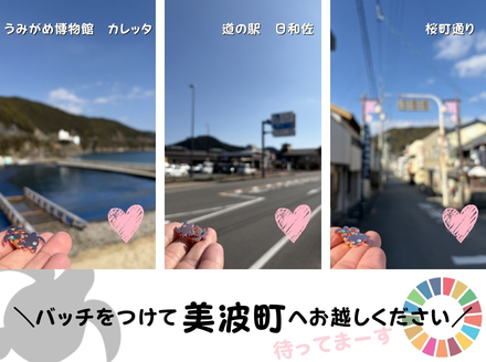 【町制20周年記念】未来へつなぐ「子ガメの帰郷」ピンバッジ ～上品なピンクゴールド仕様～