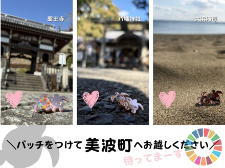 【町制20周年記念】未来へつなぐ「子ガメの帰郷」ピンバッジ ～上品なピンクゴールド仕様～