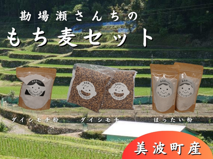 徳島県美波町産もち麦セット（もち麦500g×2袋・もち麦粉500g・はったい粉200g×2袋）