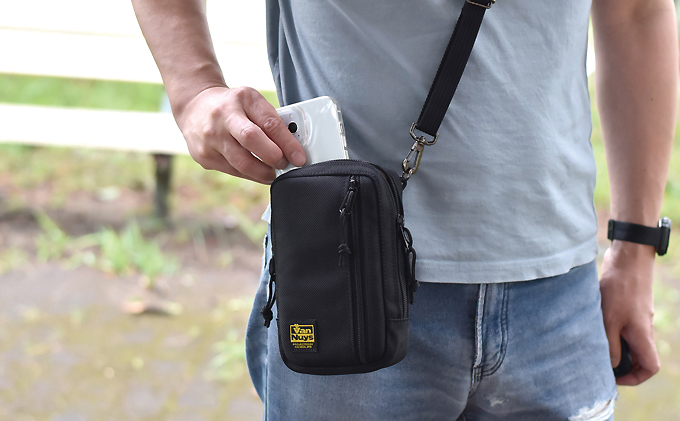 VanNuys 薄型サブポケット /Type-Cショルダー ウエストバッグ ウエストポーチ アウトドア ボディバッグ ヒップバッグ ブラック バンナイズ