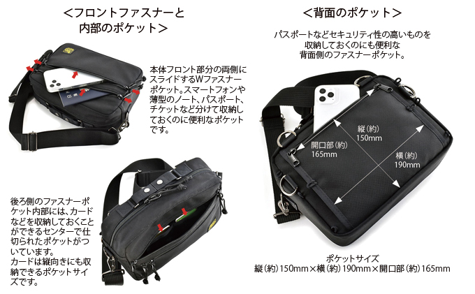 VanNuys 完全無欠のWファスナーサブバッグ／ワイド ウエストバッグ ウエストポーチ アウトドア ボディバッグ ヒップバッグ バンナイズ