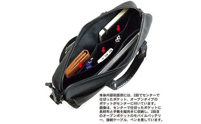 バンナイズ　薄型スリムなラウンド型ブリーフケース-A／3WAY