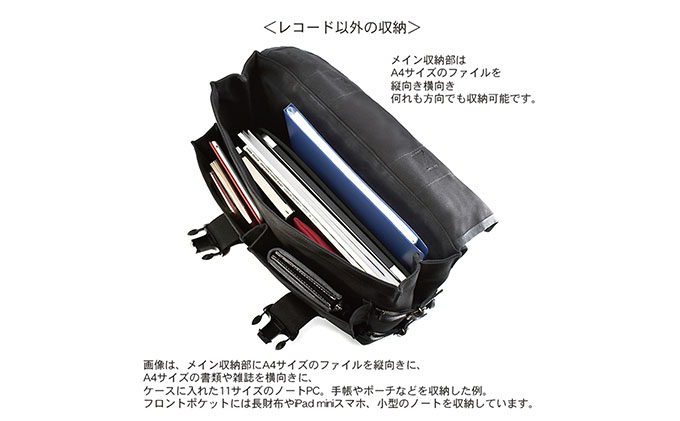 LPレコードが収納できるサイズのレコードリュック