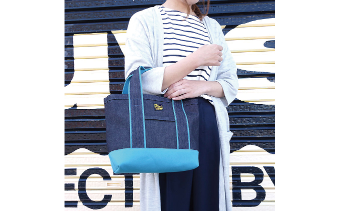 バンナイズ　スタッフオーダートート／Akiモデル　ライトデニム×ターコイズブルー