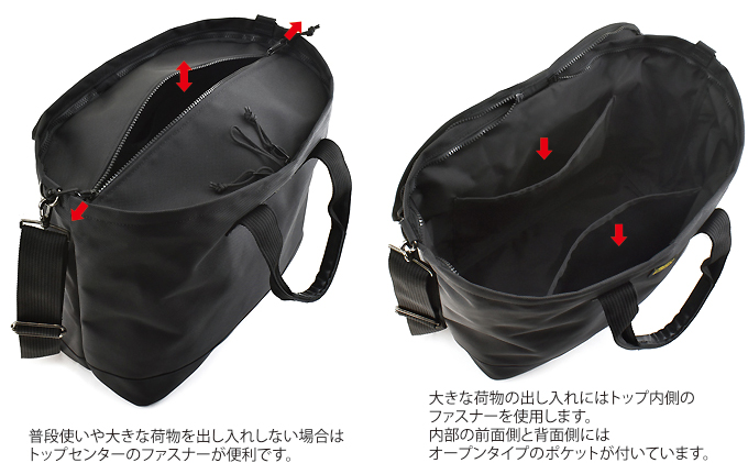 Wファスナーのボストントート/B