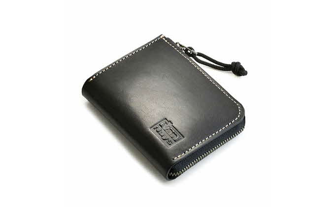 手の平サイズのオールインワンL型ファスナーウォレット　ブラック