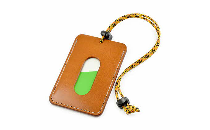 ビンテージオイルレザーのパスケース　ビンテージキャメル/イエロー