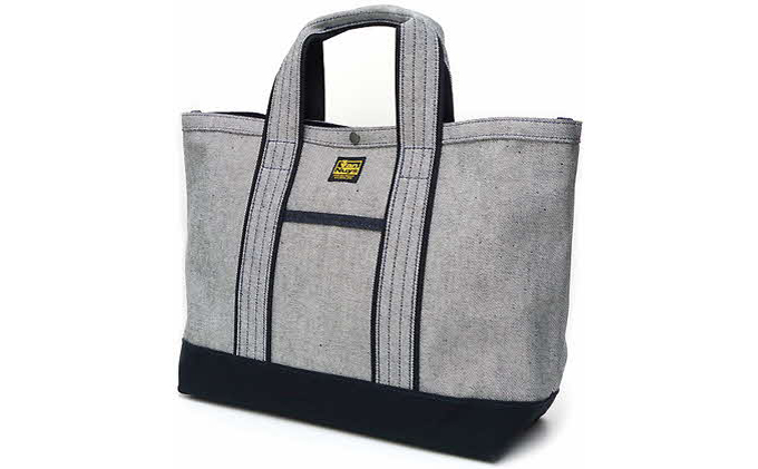 カジュアルデニムトート／サイズE　ライトデニム×ブラック