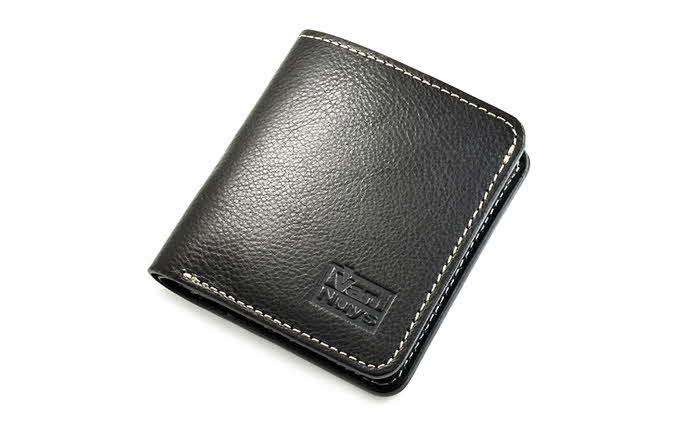 紙幣とカードのコンパクト折り畳みウォレット　ビンテージブラック