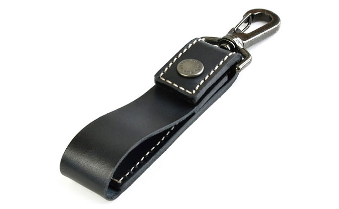 ぬめ革の時計ホルダー／Type-A（幅：20mm）ブラック（ステッチカラー：ホワイト）