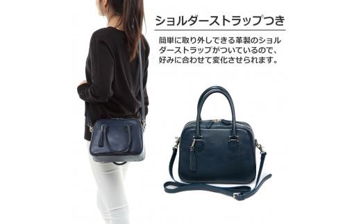 オリーブレザー　２WAYミニボストンバッグ  チョコ