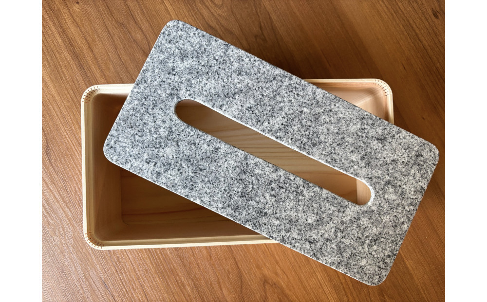 石と桧のテイッシュケース