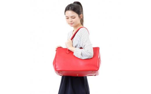 オリーブレザー横型ラージトートバッグ　キャメル