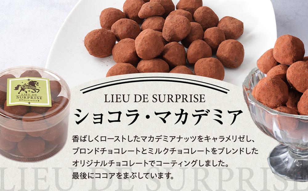 ［Pâtisserie LIEU DE SURPRISE］アマンドショコラ、ショコラ・マカデミア、オランジェット詰め合わせ