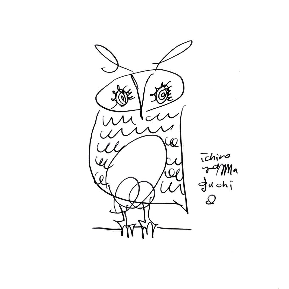 owl / Ichiro Yamaguchi｜山口一郎氏イラスト刻印の庵治石プレート