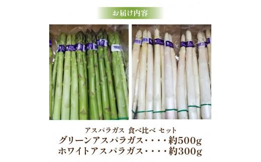 グリーン (約500g)・ ホワイト (約300g) アスパラガス 食べ比べ セット 【2026-3月上旬～2026-9月下旬配送】