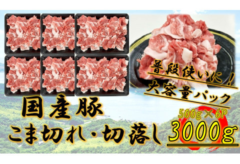 国産豚　こま切れ・切落し　3000g