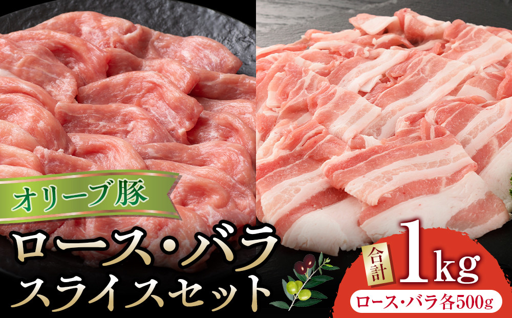 オリーブ豚ロース500g・バラスライス500gセット