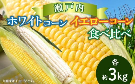 瀬戸内ホワイトコーン・イエローコーン食べ比べ 各約3kg【2026-6月中旬～2026-7月中旬配送】
