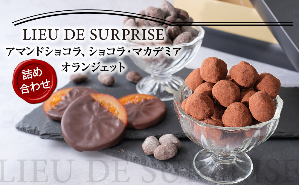 [Patisserie LIEU DE SURPRISE]アマンドショコラ、ショコラ・マカデミア、オランジェット詰め合わせ