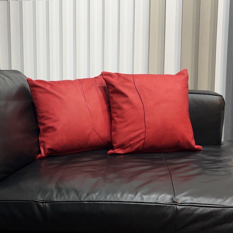 レザークッション（パッチワーク） 赤