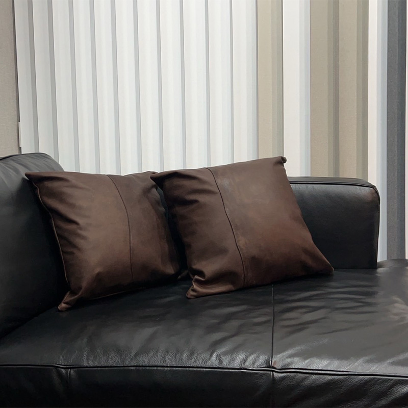 レザークッション（パッチワーク） こげ茶