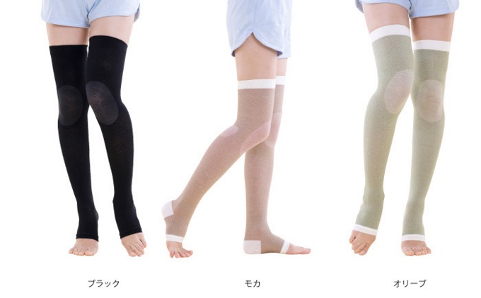 オリーブおやすみ綿混着圧オーバーニー3色セット