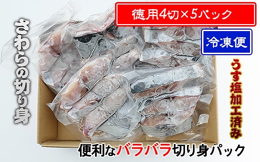 ★2025年4月下旬頃出荷★鰆 朝獲れ 鰆の切り身 20切れ（4切れパック×5袋） 瀬戸内海産［薄塩加工済み］冷凍品 さわら