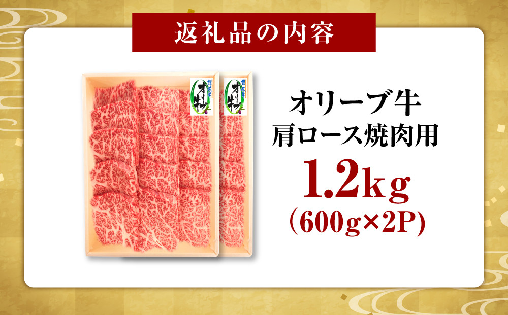 オリーブ牛　肩ロース焼肉用　1200ｇ