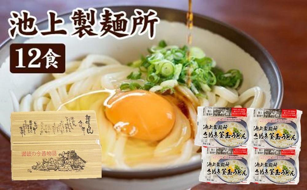 讃岐生うどん12食入（1袋3食入×4袋）＊鎌田醤油だし醤油付＊  池上製麺所監修！｜うどん 生麺