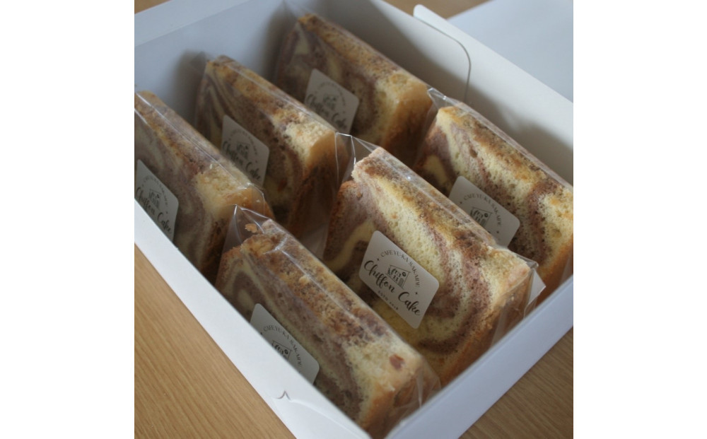 【Cafe悠花】カットシフォンケーキ　マーブル　6個セット