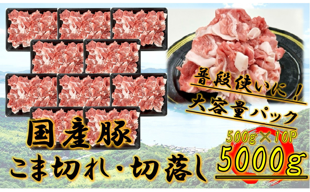 国産豚　こま切れ　5000g