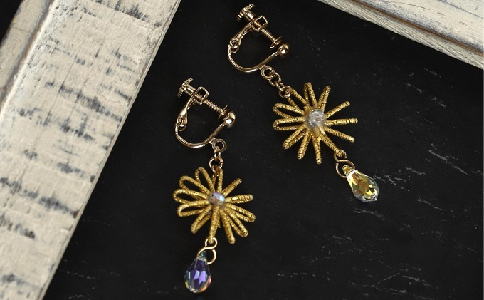 和の伝承 水引イヤリング・金（スワロフスキー付）お祝い 