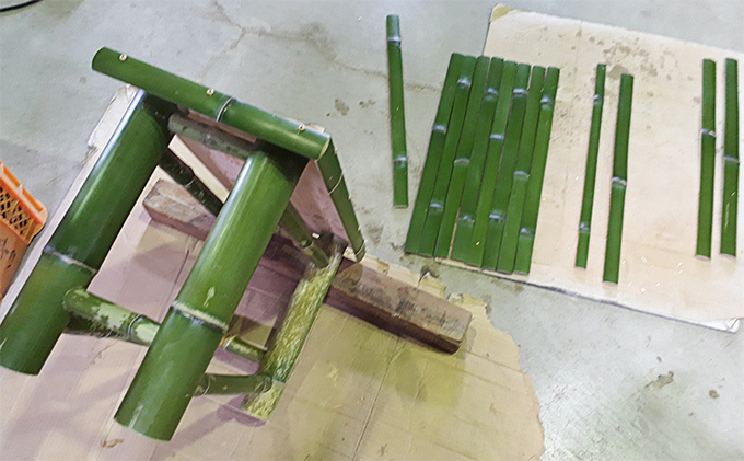 【竹工芸品】竹ベンチ 民芸品 インテリア  茶