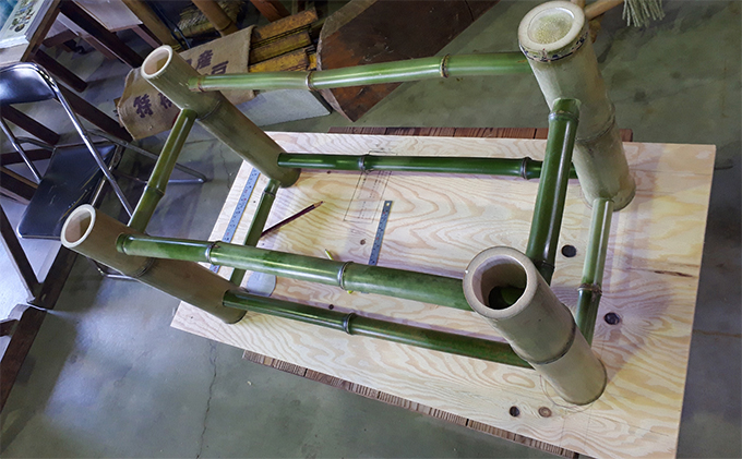 【竹工芸品】竹ベンチ 民芸品 インテリア  茶