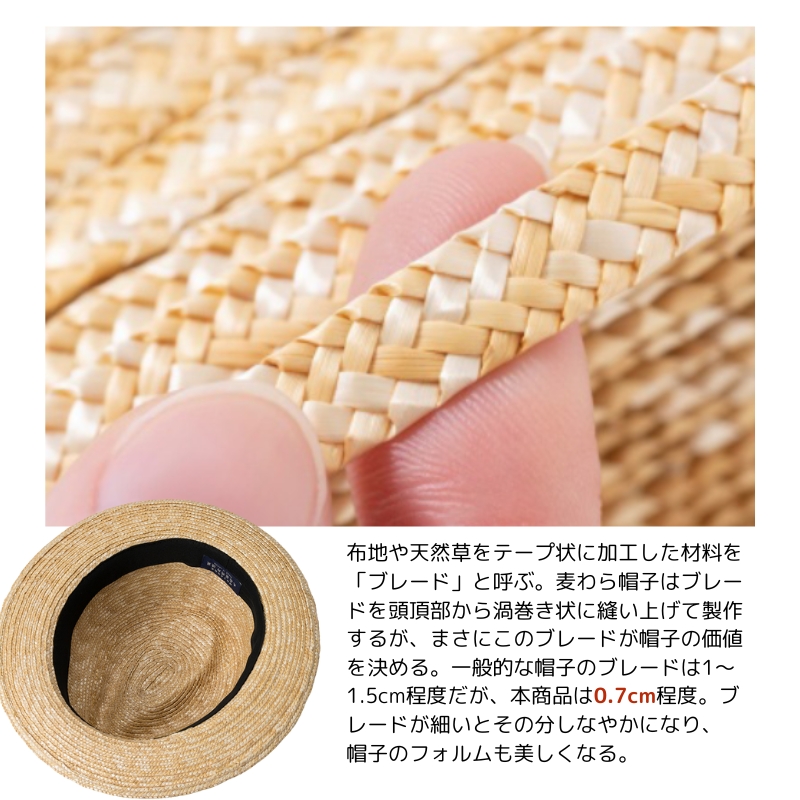 【藤巻百貨店×丸高製帽所】麦わら カンカン帽 (ブラック) ファッション小物 帽子