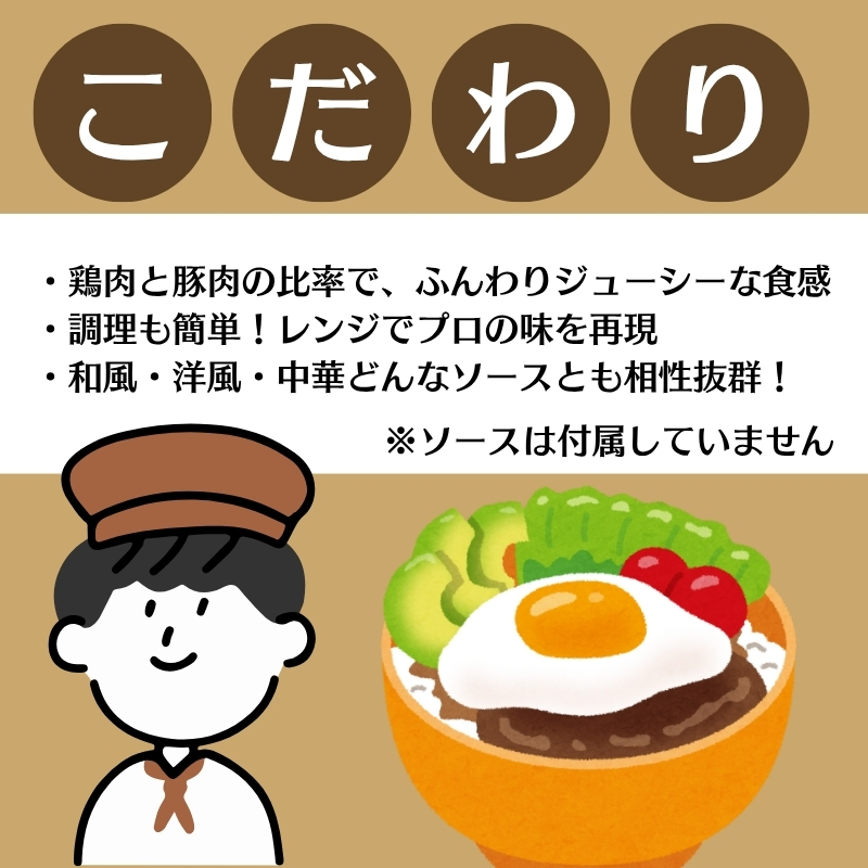 旨みチキンとポークのハンバーグ 120ｇ×60個（冷凍直送）