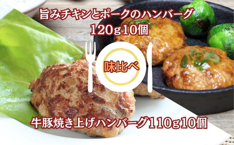 旨みチキンとポークのハンバーグ 120ｇ10個と牛豚焼き上げ