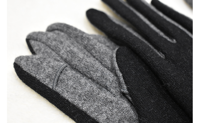 NEWレディース手袋　バイカラー（指で～る）ブラウン