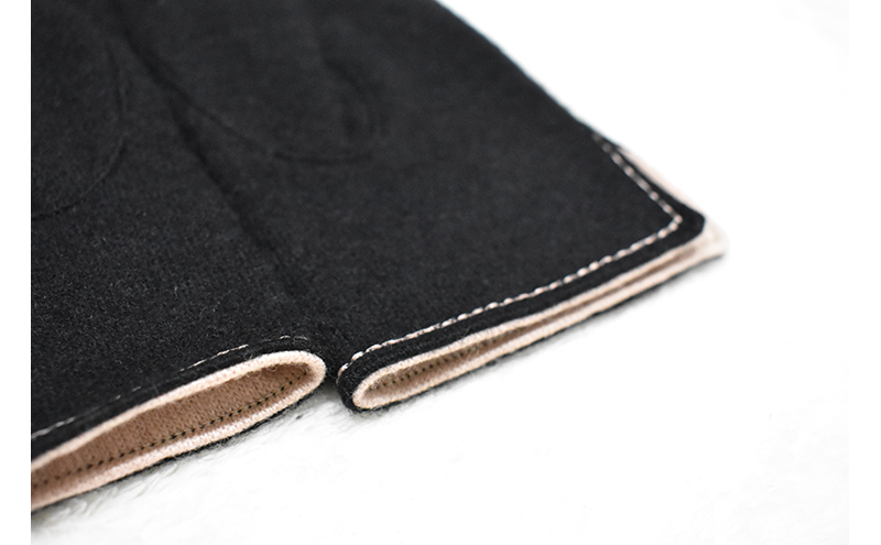 カシミヤ100％　レディース　バイカラーファッショングローブ　モスグリーン