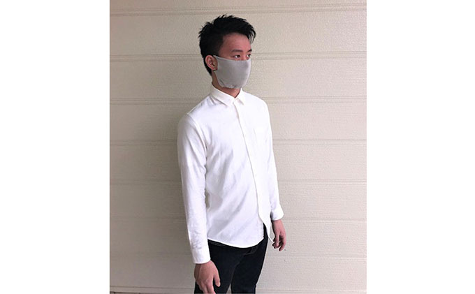 綿100％【フェイスガードマスク　Lサイズ】3枚 オフホワイト×ネイビー