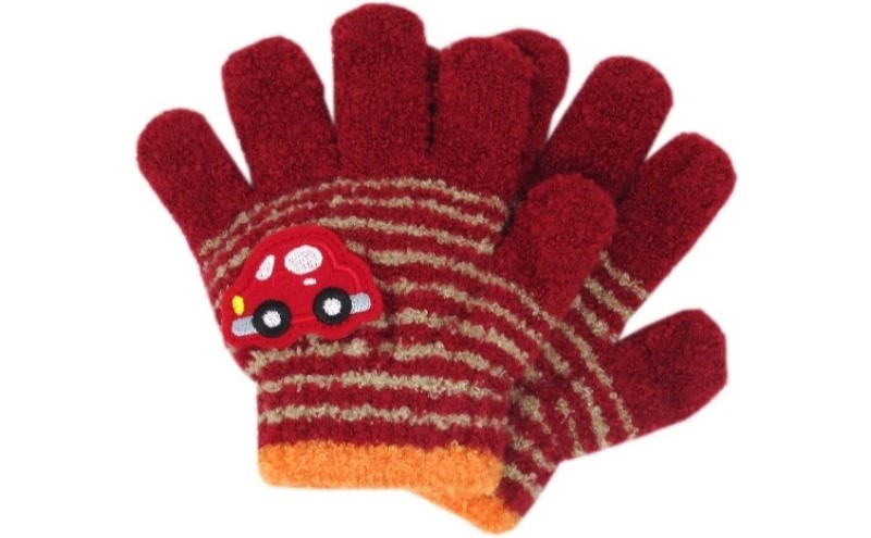 ボーダー車ワッペントドラー五指 手袋 子供用　2双セット