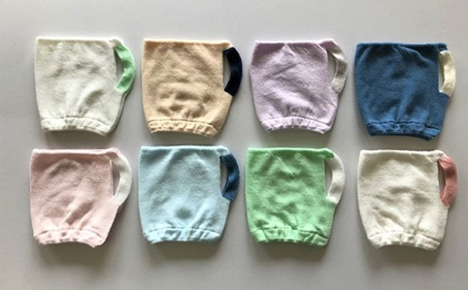 綿100％【フェイスガードマスク　Мサイズ】3枚 オフホワイト×ピンク