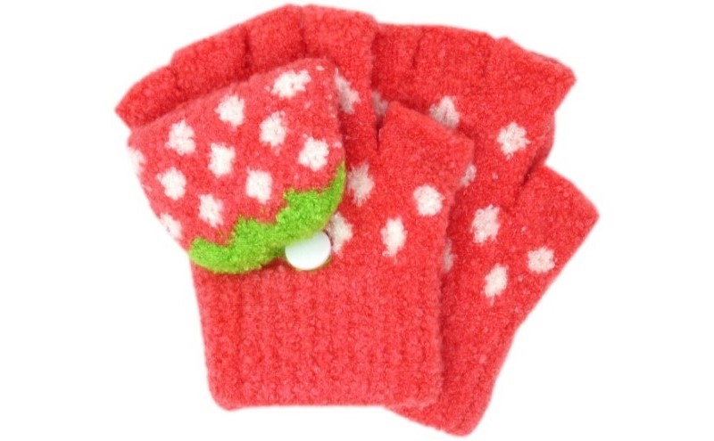 いちご指切りフード手袋 子供用　2双セット