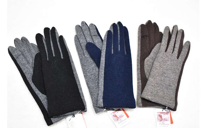 NEWレディース手袋　バイカラー（指で～る）ブラウン