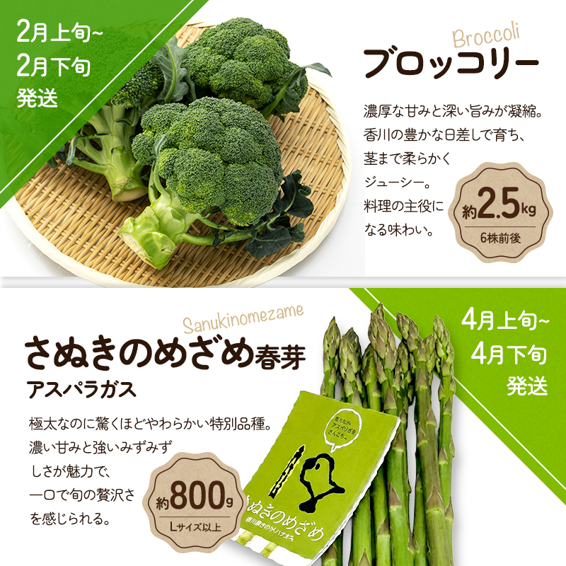 旬のさぬきの野菜定期便（6回）　野菜 定期便 旬 新鮮 食べごろ 季節 ブロッコリー アスパラ ホワイトコーン オクラ ミニトマト 香川県 東かがわ市