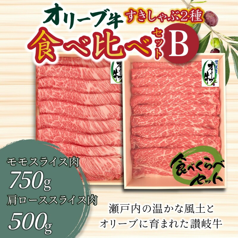 【ふるさと納税】オリーブ牛すきしゃぶ二昧食べ比べセットB